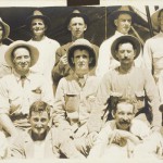 'Volunteers' - The 1st and 2nd contingent of Northern Territory volunteers for the front. Albert Borella second from the left, back row; Bob Butters second from the right front row. (NT Libraries, Darwin 1914-1916 Collection)
