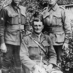 Albert Borella (centre) after his return to Australia in 1919, with his half-brothers James (on left) and Charles (right). (Source Unknown)