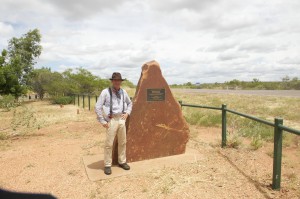 Mounted Policeman Tim George at the Memorial for Mounted Constable John Charles Shirley, the first police officer to lose his life in the Northern Territory.