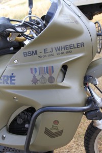 John Wheeler's motorcycle which carries the military medals awarded to his grandfather.